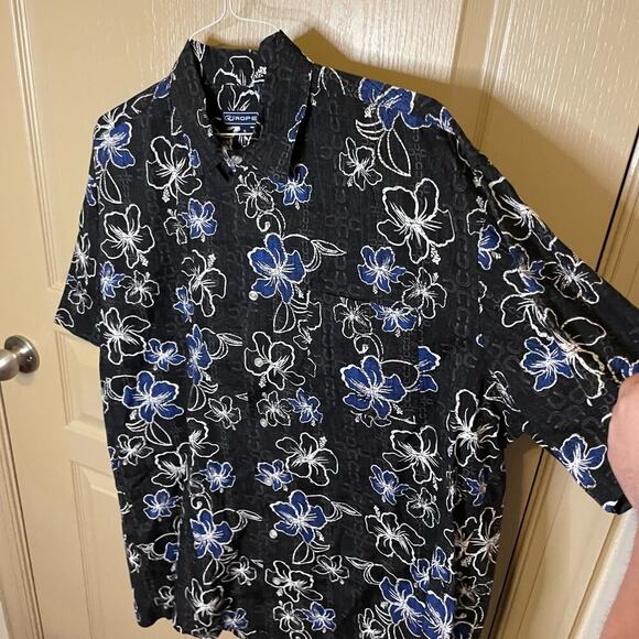 Vintage Roper Blue Floral Hawaiian Button Down - Picture 5 of 8